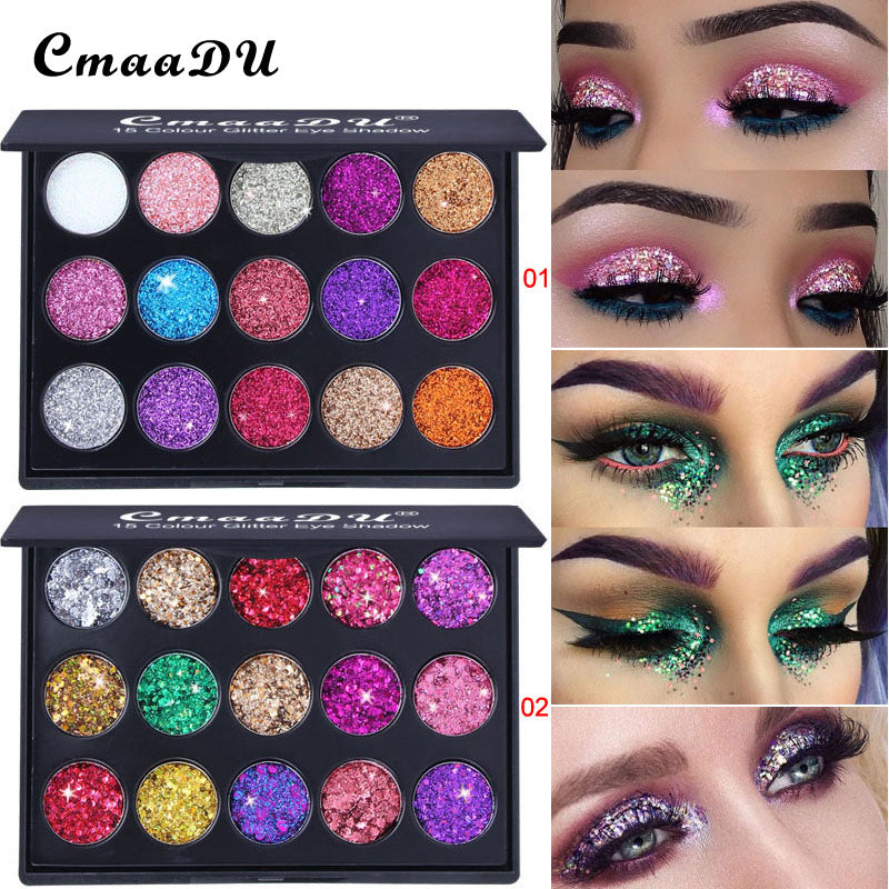 CMAA-DU 15 Color Diamond Sequin Eyeshadow Palette - HaiyiBeauty