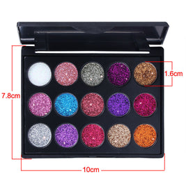 CMAA-DU 15 Color Diamond Sequin Eyeshadow Palette - HaiyiBeauty