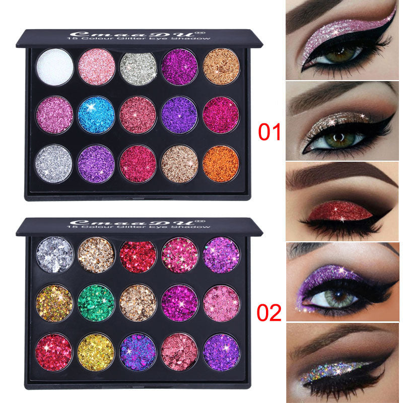 CMAA-DU 15 Color Diamond Sequin Eyeshadow Palette - HaiyiBeauty
