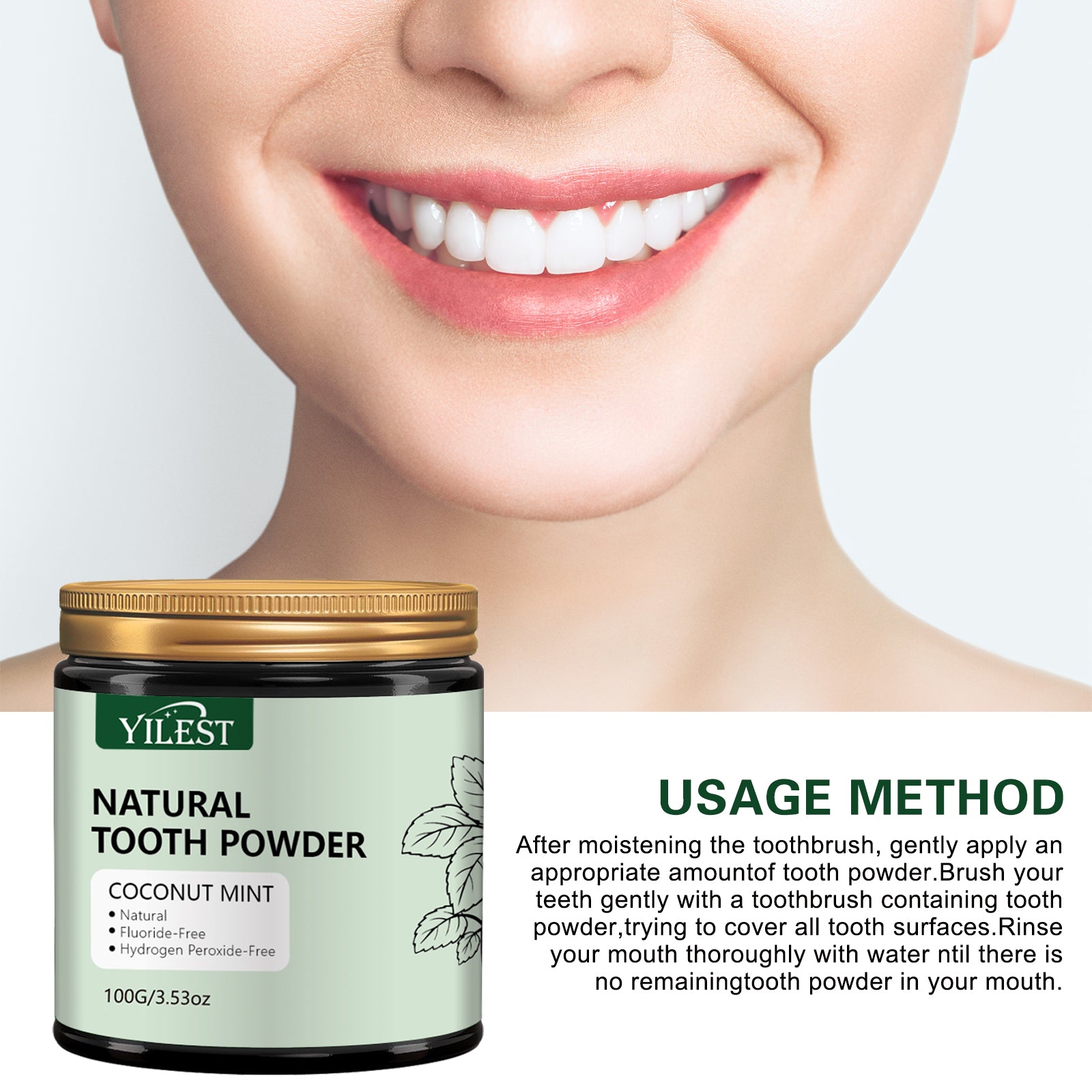 YILEST Natural Mineral Tooth Powder Coconut Mint Flavor - HaiyiBeauty