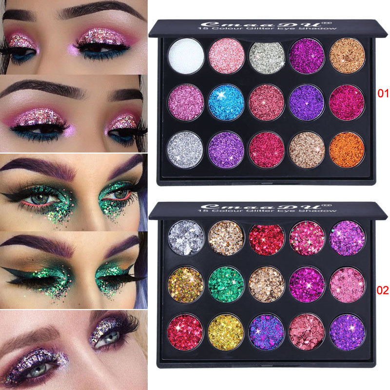 CMAA-DU 15 Color Diamond Sequin Eyeshadow Palette - HaiyiBeauty