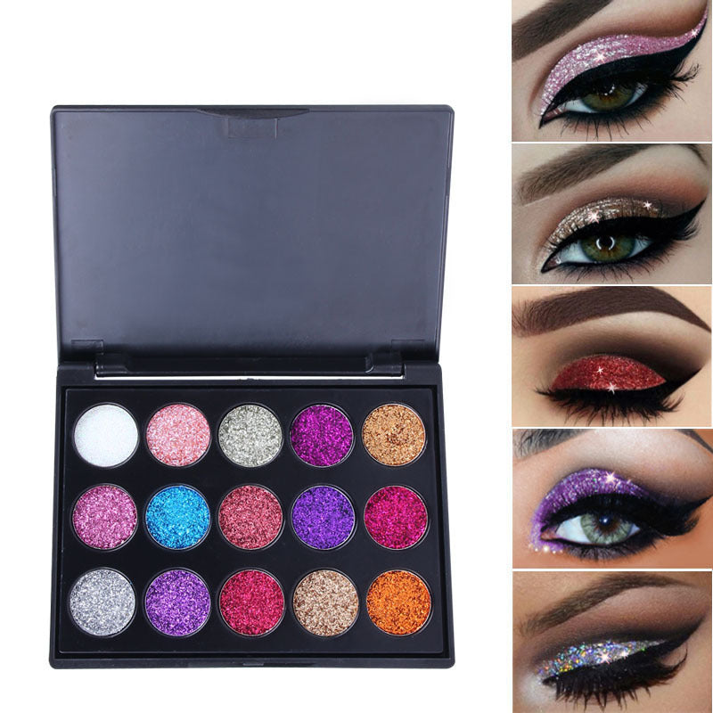 CMAA-DU 15 Color Diamond Sequin Eyeshadow Palette - HaiyiBeauty