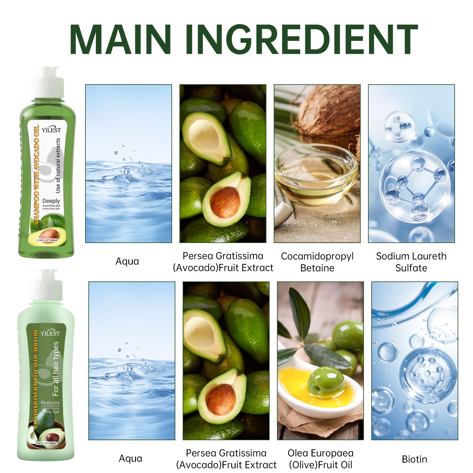 YILEST Avocado Shampoo Conditioner - HaiyiBeauty