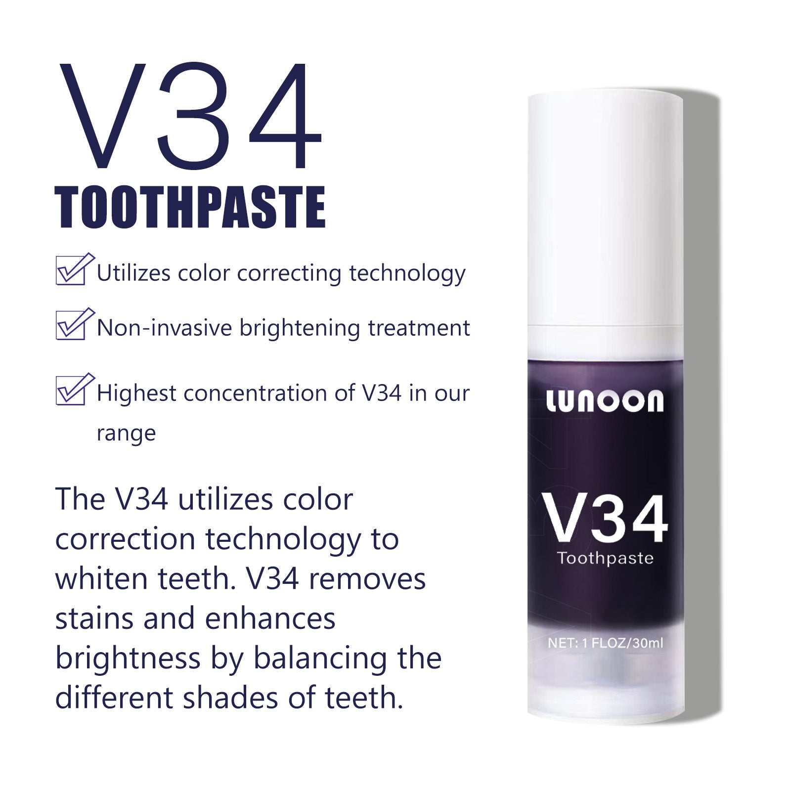 LUNOON V34 Toothpaste - HaiyiBeauty