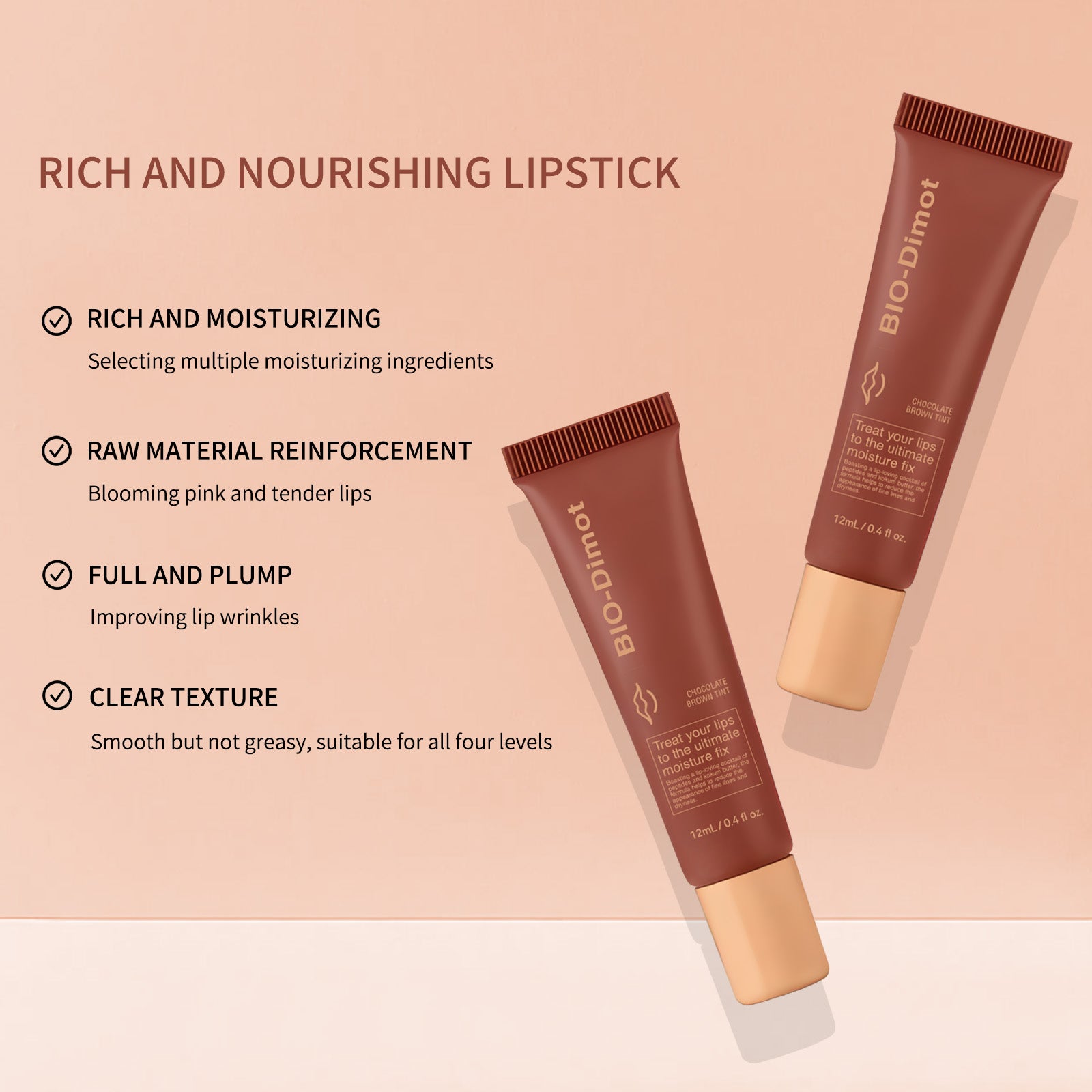 DIMOT Cocoa Cream Lipstick Reddish Brown - HaiyiBeauty