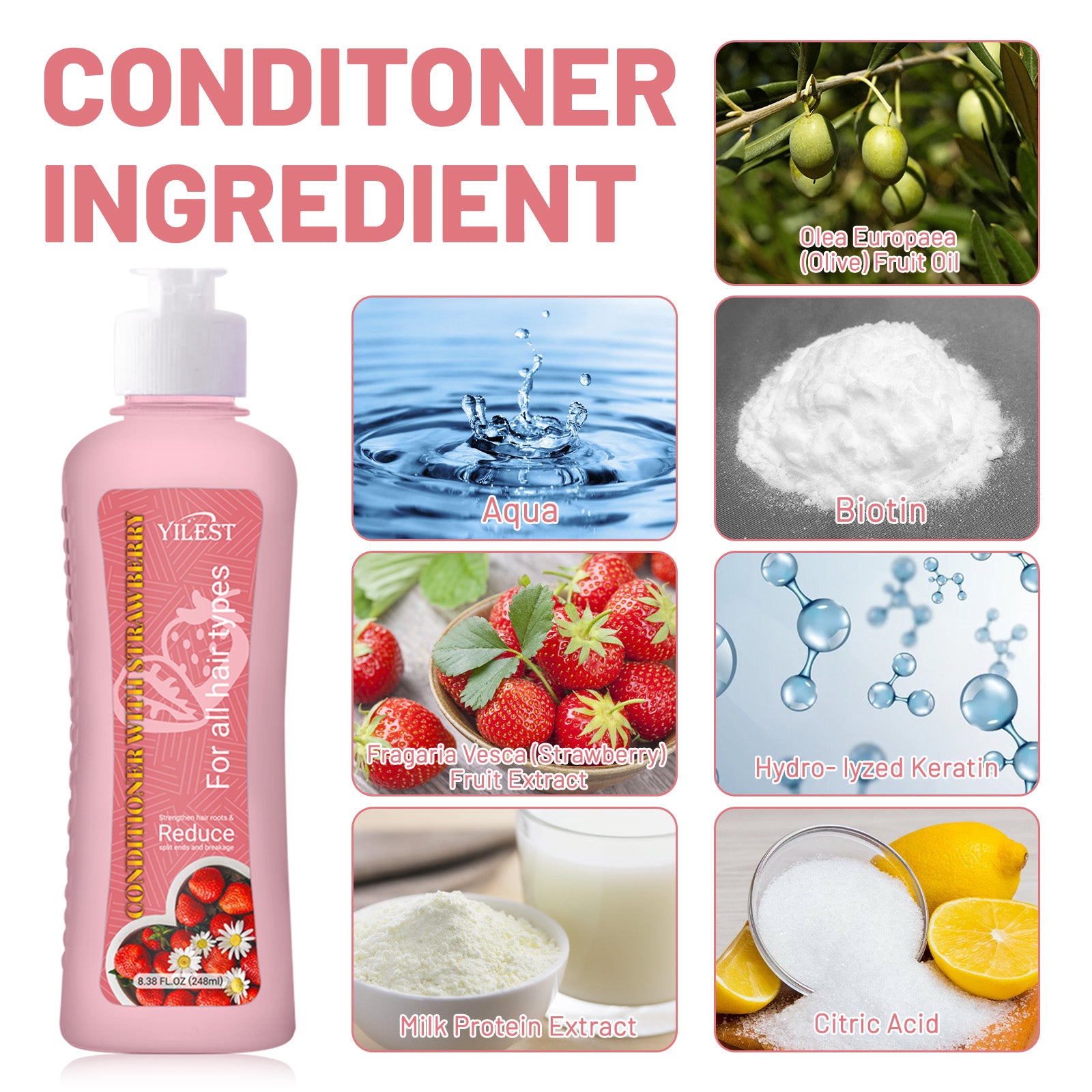 YILEST Strawberry Shampoo Conditioner - HaiyiBeauty