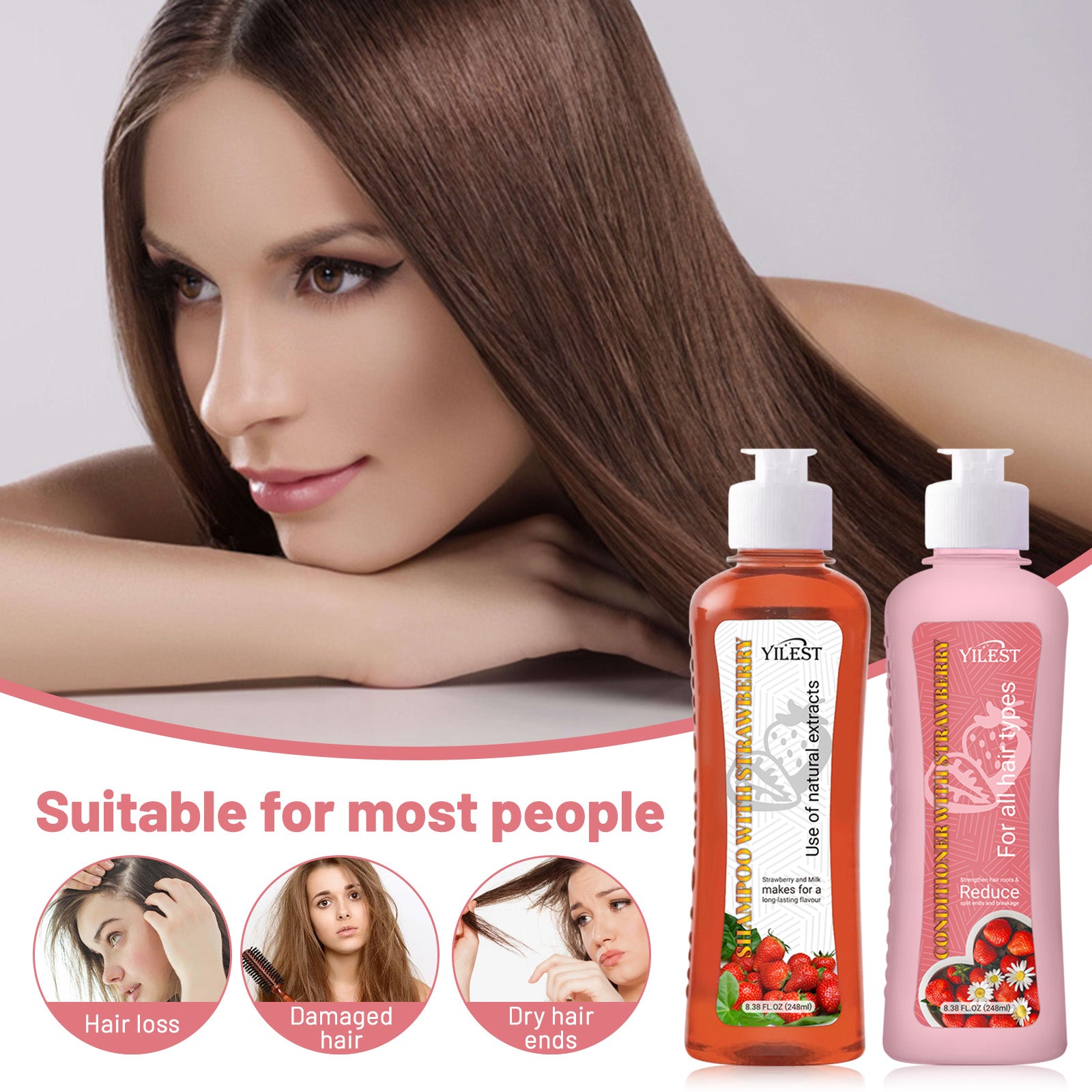 YILEST Strawberry Shampoo Conditioner - HaiyiBeauty