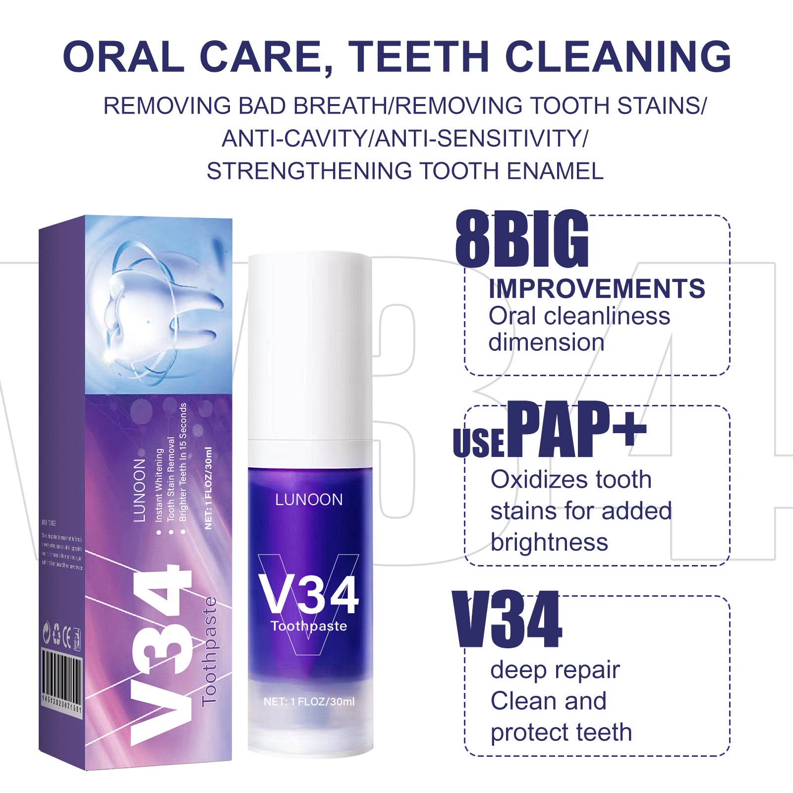 V34 Cleansing Mousse Toothpaste - HaiyiBeauty