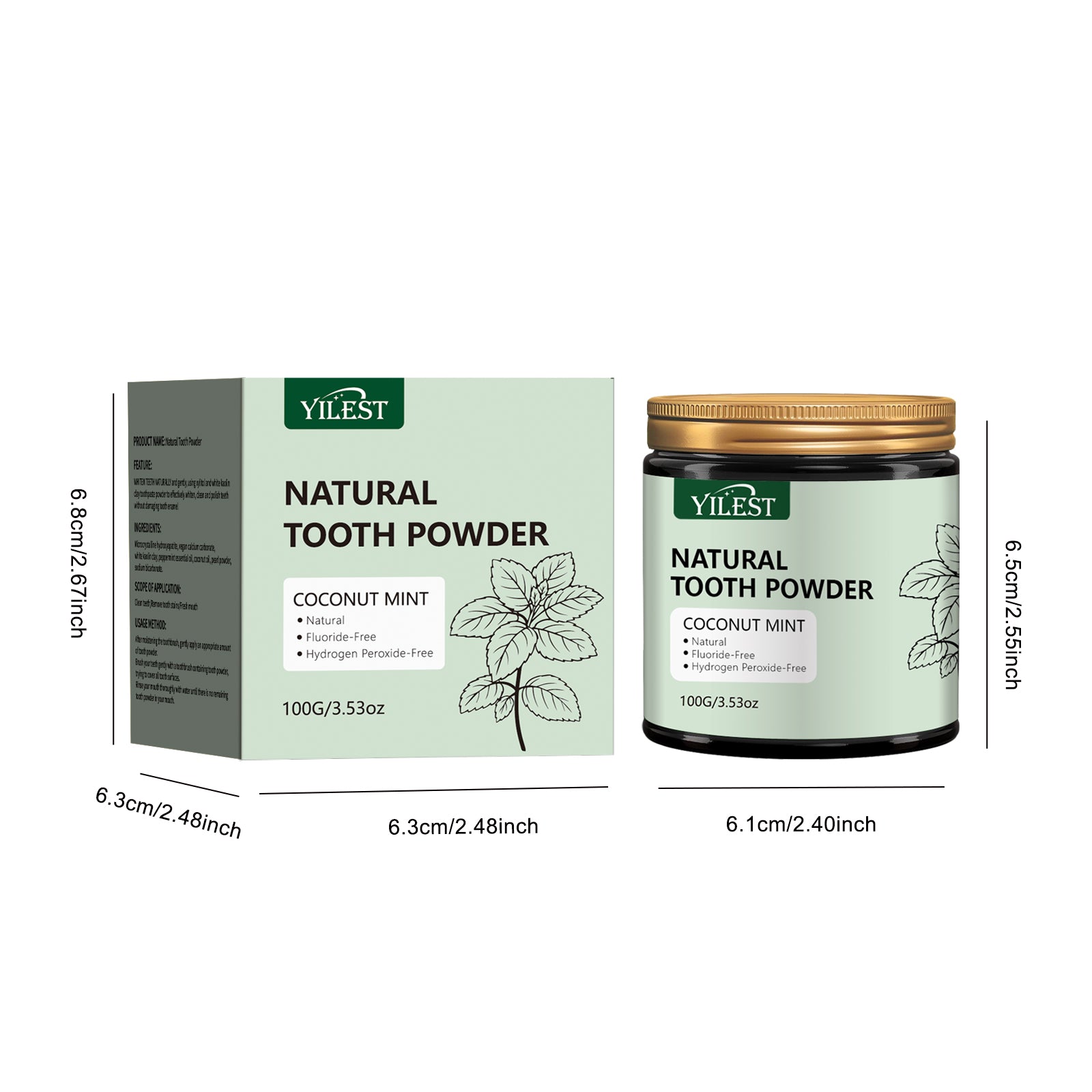 YILEST Natural Mineral Tooth Powder Coconut Mint Flavor - HaiyiBeauty